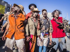 A group of zombies walk in Montreal, Friday, Oct.20, 2017. THE CANADIAN PRESS/HO-City of Montreal-Mathieu Barrette MANDATORY CREDIT