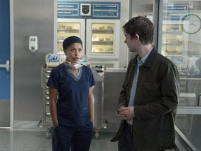 This image released by ABC shows Antonia Thomas, left, and Freddie Highmore in a scene from "The Good Doctor," premiering Sept. 25, on ABC. The main characters of such TV shows as ``The Good Doctor'' and ``Atypical'' are providing a window into the world of autism. THE CANADIAN PRESS/HO-ABC via AP-Liane Hentscher