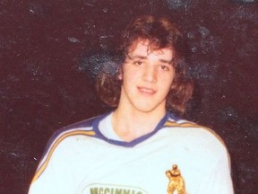 Gord Downie shown wearing his hockey gear as a Bantam age player in this undated family handout image. Downie was an unabashed Bruins fan, you might think the late Tragically Hip singer's favourite hockey player would be a Boston legend like Bobby Orr, Ray Bourque, or Cam Neely. THE CANADIAN PRESS/HO
