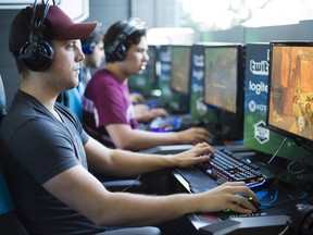 Students work at computers at Lambton College in Sarnia, Ont. in this undated handout image. Lambton College is becoming a Canadian leader in the burgeoning world of esports. THE CANADIAN PRESS/HO-Lambton College