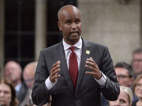 Minister of Immigration, Refugees and Citizenship Ahmed Hussen during question period in the House of Commons on Parliament Hill in Ottawa on Tuesday, Sept.26, 2017. Hussen will make clear this week how many immigrants Canada intends to admit in 2018 and a clue to which direction he's heading could be found in Quebec's plan, already released. THE CANADIAN PRESS/Adrian Wyld