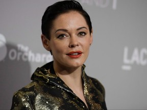Rose McGowan arrives at the LA Premiere Of "DIOR & I" held at the Leo S. Bing Theatre on Wednesday, April 15, 2015, in Los Angeles. Canadian writers, actors and women's rights advocates are joining an international boycott of the Twitter social media platform today over its handling of the Harvey Weinstein sex scandal. THE CANADIAN PRESS/AP-Invision-Richard Shotwell