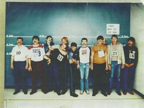 Ivan Henry, #12, is shown in a police line-up as police officers physically restrain him in this B.C. Appeal Court 1982 handout photo. A man who was acquitted of 10 counts of sexual assault after spending 27 years in prison is being sued by some of his alleged victims. Five women, identified only as Jane Does, have filed a lawsuit in B.C. Supreme Court accusing Ivan Henry of breaking into their homes in the early 1980s and sexually assaulting them. THE CANADIAN PRESS/HO-B.C. Appeal Court