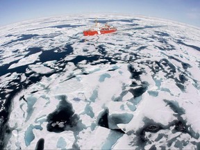 The Canadian Coast Guard icebreaker Louis S. St-Laurent makes its way through the ice in Baffin Bay, Thursday, July 10, 2008. The federal government is turning to the private sector for help in keeping the country's waters open during the winter months amid concerns about the shape of the coast guard's aging icebreaker fleet. THE CANADIAN PRESS/Jonathan Hayward