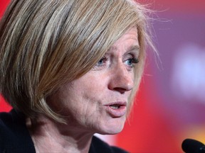 Alberta Premier Rachel Notley speaks as she joins fellow leaders in a press conference following the First Ministers Meeting in Ottawa on Tuesday, Oct. 3, 2017. lberta Conservative leadership candidate Jason Kenney says it's not up to Notley to dictate how sex education is taught in the Catholic school system.THE CANADIAN PRESS/Sean Kilpatrick