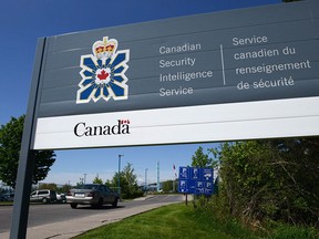 A sign for the Canadian Security Intelligence Service building is shown in Ottawa on May 14, 2013.