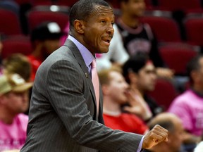 Toronto Raptors head coach Dwane Casey directs the team during the first half of an NBA preseason basketball game against the Chicago Bulls Friday, Oct. 13, 2017, in Chicago. (AP Photo/Matt Marton)