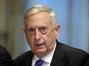 Defense Secretary Jim Mattis answers a question about the ambush of U.S. troops in Niger before a meeting with Israeli Defense Minister Avigdor Lieberman at the Pentagon, Thursday, Oct. 19, 2017, in Washington. (AP Photo/Alex Brandon)