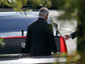 Secretary of State Rex Tillerson leaves the White House after having lunch with President Donald Trump, Tuesday, Oct. 10, 2017, in Washington. (AP Photo/Evan Vucci)