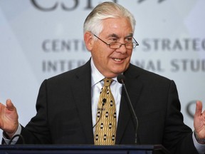 Secretary of State Rex Tillerson speaks about the US relationship with India, at the Center for Strategic and International Studies on Wednesday, Oct. 18, 2017, in Washington. (AP Photo/Jacquelyn Martin)