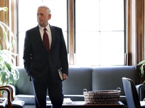 Defense Secretary James Mattis arrives at the office of Sen. John McCain, R-Ariz., for a meeting on Capitol Hill in Washington, Friday, Oct. 20, 2017. (AP Photo/Jacquelyn Martin)