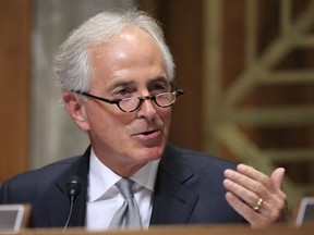 Senate Foreign Relations Committee Chairman Sen. Bob Corker, R-Tenn., speaks during a Senate Foreign Relations Committee hearing on "The Authorizations for the Use of Military Force: Administration Perspective" on Capitol Hill in Washington, Monday, Oct. 30, 2017. (AP Photo/Manuel Balce Ceneta)