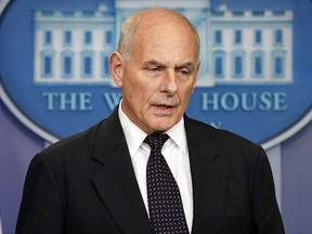White House Chief of Staff John Kelly speaks to the media during the daily briefing in the Brady Press Briefing Room of the White House, Thursday, Oct. 19, 2017. (AP Photo/Pablo Martinez Monsivais)