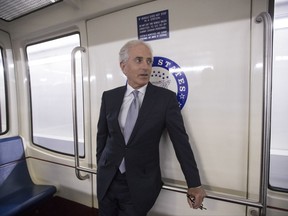 Senate Foreign Relations Committee Chairman Bob Corker, R-Tenn., pauses while riding the Senate subway to the Capitol during a day of jabs on social media with President Donald Trump, on Capitol Hill in Washington, Tuesday, Oct. 24, 2017. In a remarkable Republican war of words, Corker says Trump is "utterly untruthful" and debases the nation. Then the president fires back that the two-term lawmaker "couldn't get elected dog catcher." (AP Photo/J. Scott Applewhite)