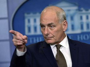 White House Chief of Staff John Kelly calls on a reporter during the daily briefing at the White House in Washington, Thursday, Oct. 12, 2017. (AP Photo/Susan Walsh)
