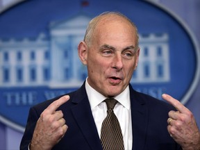 White House Chief of Staff John Kelly speaks during the daily press briefing at the White House in Washington, Thursday, Oct. 12, 2017. (AP Photo/Susan Walsh)