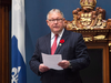 Quebec Legislature Speaker Jacques Chagnon makes a statement over the arrest of MNA Guy Ouellette on Tuesday.