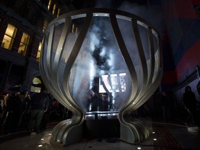 Lord Stanley's Gift Monument is seen on Sparks Street in Ottawa, after it was unveiled on Saturday, Oct. 28, 2017. The monument marks the 125th anniversary of the Stanley Cup, a trophy awarded to Canada's top-ranking amateur hockey club by Governor General Frederick Arthur Stanley, and later adopted as the championship prize of the National Hockey League. THE CANADIAN PRESS/Justin Tang