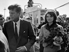 President John F. Kennedy and his wife, Jacqueline Kennedy, arrive at Love Field airport in Dallas on Nov. 22, 1963.
