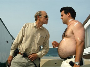 John Dunsworth as Mr. Lahey (left) and Pat Roach as Randy in Season 5 of "Trailer Park Boys."