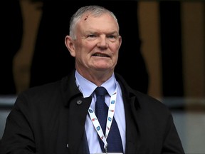 FILE - A Nov. 12, 2016 file photo of Football Association Chairman Greg Clarke in London. The English Football Association says it will conduct a "full cultural review" to improve inclusivity after a racism scandal. Clarke says "this issue arose because we did not have the right whistleblowing or grievance procedures." (Mike Egerton/PA via AP)