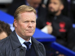 Everton manager Ronald Koeman prior to the English Premier League soccer match against Arsenal at the Goodison Park, Liverpool, England, Sunday Oct. 22, 2017. (Peter Byrne/PA via AP)
