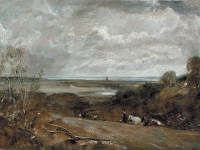 This is a handout image of the John Constable painting "Dedham from Langham". The Geneva lawyer for heirs of a Jewish woman whose art collection was seized by France's pro-Nazi regime in World War II said Monday Oct. 2, 2017 that they are "absolutely delighted" about a hard-won deal to recover a 19th-century painting by English master John Constable from a Swiss town. Lawyer Marc-Andre Renold said Monday that heirs of Anna Jaffe hope to recover "The Valley of the Stour" this month, after La-Chaux-de-Fonds officials last week approved the handover from the town's fine arts museum.  ( Pierre Bohrer/Musee des beaux-arts, La Chaux-de-Fonds via AP)