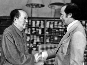 Canada's Prime Minister Pierre E. Trudeau, right, shakes hands with Mao Zedong on Oct.13,1973. The two met at Chungnanhai while Trudeau was on an official visit to China.
