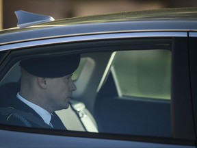 Sgt. Bowe Bergdahl leaves the Fort Bragg courtroom facility after a sentencing hearing on Monday, Oct. 30, 2017, on Fort Bragg, N.C. Bergdahl, who walked off his base in Afghanistan in 2009 and was held by the Taliban for five years, pleaded guilty to desertion and misbehavior before the enemy. (Andrew Craft/The Fayetteville Observer via AP)