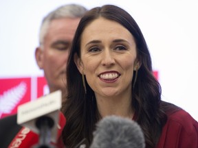 FILE - In this Oct. 19, 2017 file photo, New Zealand Labour Party leader Jacinda Ardern addresses a press conference at Parliament in Wellington, New Zealand.  When an Australian journalist wanted to find out how to correctly pronounce the name of Ardern, New Zealand's incoming prime minister, he unwittingly went straight to the top. According to the New Zealand Herald, Tiger Webb of Australia's ABC Radio called the New Zealand Parliament on Friday, Oct. 20,  to find out how Jacinda Ardern pronounces her surname. Webb was transferred to the Labour Party's offices, and none other than Ardern herself answered the phone. (Mark Mitchell/New Zealand Herald via AP)