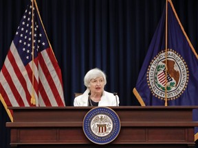 FILE - In this Wednesday, Sept. 20, 2017, file photo, Federal Reserve Chair Janet Yellen speaks at a news conference following the Federal Open Market Committee meeting in Washington. On Wednesday, Oct. 11, 2017, the Federal Reserve releases minutes from its September meeting, when it left its key interest rate unchanged but said it would start shrinking its massive bond portfolio. (AP Photo/Pablo Martinez Monsivais, File)