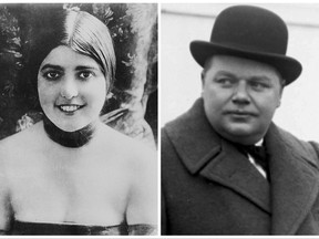 This combination photo shows actress Virginia Rappe in 1921, left, and comedian Roscoe "Fatty" Arbuckle. In the first scandal to shake Hollywood, Arbuckle attended a wild party in San Francisco in 1921 ended in the death of starlet Rappe. Rappe, writhing in pain from a ruptured bladder, accused Arbuckle of raping her. (AP Photo/File)