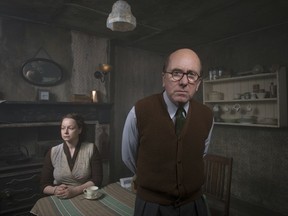 This image released by AMC Networks shows Samantha Morton, left, and Tim Roth from the three-episode miniseries "Rillington Place," premiering Thursday on AMC Networks' premium streaming service Sundance Now. (Des Willie/AMC Networks via AP)