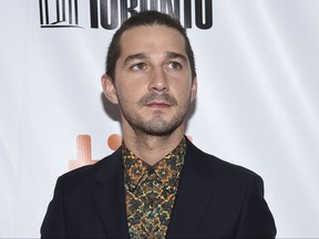 FILE - In this Sept. 7, 2017 file photo, Shia LaBeouf attends the opening night gala for "Borg/McEnroe" at the Toronto International Film Festival in Toronto.  LaBeouf was sentenced to probation Thursday after the "Transformers" star pleaded guilty to a misdemeanor charge of obstruction stemming from his attempt to elude police following a vulgar public outburst in Georgia. (Photo by Evan Agostini/Invision/AP, File)