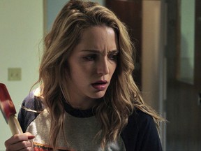 This image released by Universal Pictures shows Jessica Rothe in a scene from "Happy Death Day." (Universal Pictures via AP)