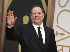 FILE - In this March 2, 2014 file photo, Harvey Weinstein arrives at the Oscars in Los Angeles. In the wake of sexual harassment and abuse allegations against Weinstein, many in Hollywood are calling for sweeping changes to the entertainment industry to prevent the mistreatment of women. Among some of the changes experts recommend are an independent agency to investigate harassment complaints and preventing sexual harassment allegations from being hidden behind non-disclosure agreements. (Photo by Jordan Strauss/Invision/AP, File)