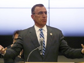 FILE- In this file photo from July 7, 2017, U.S. Rep. Tim Murphy, R- Pa., speaks at the National Energy Technology Laboratory (NETL) Pittsburgh site, in South Park Township, Pa. Pennsylvania will hold a special election March 13, 2018, to complete the term of Murphy, an anti-abortion lawmaker who resigned after his hometown newspaper revealed he had suggested a mistress get an abortion when they thought she might be pregnant. (AP Photo/Keith Srakocic, File)