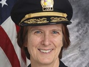 In this undated photo provided by the Honolulu Police Department shows Maj. Susan Ballard poses for a photo. Ballard was selected Wednesday, Oct. 25, 2017, as the first woman to be chief of the Honolulu Police Department, an agency that has been rocked by a federal corruption investigation. The police commission voted unanimously for Ballard to replace Louis Kealoha, who agreed to retire amid the investigation. (Honolulu Police Department via AP)