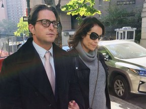 Cameron Douglas, son of actor Michael Douglas, leaves Manhattan federal court in New York, Wednesday, Oct. 18, 2017. Douglas got the approval Wednesday of the judge who sentenced him to a decade in prison to go to Los Angeles to pursue an acting career. (AP Photo/Larry Neumeister)