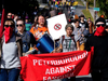 Members of Peterborough Against Fascism march during a white supremacy demonstration on Saturday September 30, 2017 in Peterborough, Ont.