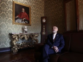 Head of Iran's Atomic Energy Organization Ali Akbar Salehi waits in room for his turn to talk at a conference on international cooperation for enhancing nuclear safety, security, safeguards and non-profileration, in Rome, Tuesday, Oct. 10, 2017. (AP Photo/Gregorio Borgia)