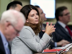 FILE - In this Aug. 21, 2017, file photo, Assemblywoman Melissa Melendez, R-Lake Elsinore, sits at the Capitol in Sacramento, Calif. For four years in a row, Melendez has authored a bill to enshrine whistleblower protections into law for those legislative staff members who come forward with allegations of sexual assault and harassment, only to have the bills killed in the Senate Appropriations Committee. (AP Photo/Rich Pedroncelli, file)