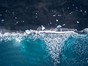 A drone shot of Jokulsarlon