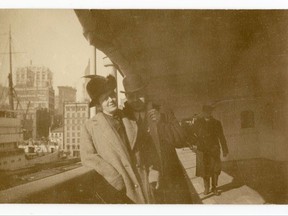 Undated photo issued Sunday oct. 22, 2017, by Henry Aldridge and Son Actioneers, showing Alexander and Mary Holversson posing together.  A handwritten letter on embossed Titanic stationery written by Alexander Oskar Holverson while aboard the doomed RMS Titanic, on April 13, 1912 a day before the ship sank has sold Saturday Oct. 21, 2017, for 126,000 pounds (dlrs US 166,000) at auction in England. (Henry Aldridge and Son Actioneers via AP)