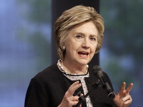 FILE - In this June 5, 2017 file photo, former Secretary of State Hillary Clinton speaks in Baltimore. Clinton says she's "shocked and appalled" by the revelations of sexual abuse and harassment being leveled at Harvey Weinstein. She says in a written statement on Oct. 10, that the behavior being reported by women "cannot be tolerated." (AP Photo/Patrick Semansky, File)