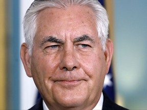 FILE - In this Sept. 26, 2017, file photoSecretary of State Rex Tillerson pauses at the State Department in Washington. If President Donald Trump and hTillerson are playing "good cop, bad cop" with North Korea, it doesn't appear to be working: Entreaties of diplomacy aren't yielding meaningful talks and military threats aren't scaring Pyongyang into halting its nuclear advance. (AP Photo/Jacquelyn Martin)