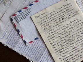 This image provided by Emory University shows letters sent by future President Barack Obama to his college girlfriend Alexandra McNear and held by Emory University's Stuart A. Rose Manuscript, Archives and Rare Book Library in Atlanta. The university is making the letters available to researchers on Oct. 19, 2017. (Ann Borden/Emory University via AP)
