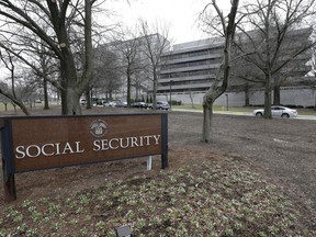 FILE - In this Jan. 11, 2013 file photo, the Social Security Administration's main campus is seen in Woodlawn, Md. Millions of Social Security recipients and other retirees can expect another small increase in benefits in 2018. Preliminary figures suggest an increase of around 2 percent. That would mean an extra $25 a month for the average beneficiary. The Social Security Administration is scheduled to announce the cost-of-living adjustment on Oct. 13, 2017.(AP Photo/Patrick Semansky, File)