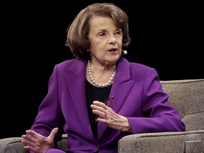 FILE - In this Aug. 29, 2017, file photo, United States Sen. Dianne Feinstein, D-Calif., speaks at the Commonwealth Club in San Francisco. op Republicans are already coping with a razor-thin majority as they try pushing a contentious and partisan agenda through the Senate. Now, they're running smack into another complicating factor _ the sheer age and health issues of some senators. (AP Photo/Jeff Chiu, File)