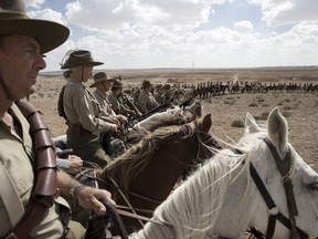 History enthusiasts and descendants of Australian Mounted Division and ANZAC (Australian and New Zealand Mounted Division) Mounted Division soldiers ride their horses during the reenactment of the Battle of Beersheba when British and ANZAC forces captured Beersheba from the Ottoman Empire during the World War I, as part of the 100 years anniversary in near Beersheba, southern Israel, Monday, Oct. 30, 2017. (AP Photo/Oded Balilty)